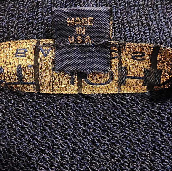 St. John Basics Cardigan Sweater Jacket Santana Knit Navy Blue Gold Accents Med - Picture 8 of 14